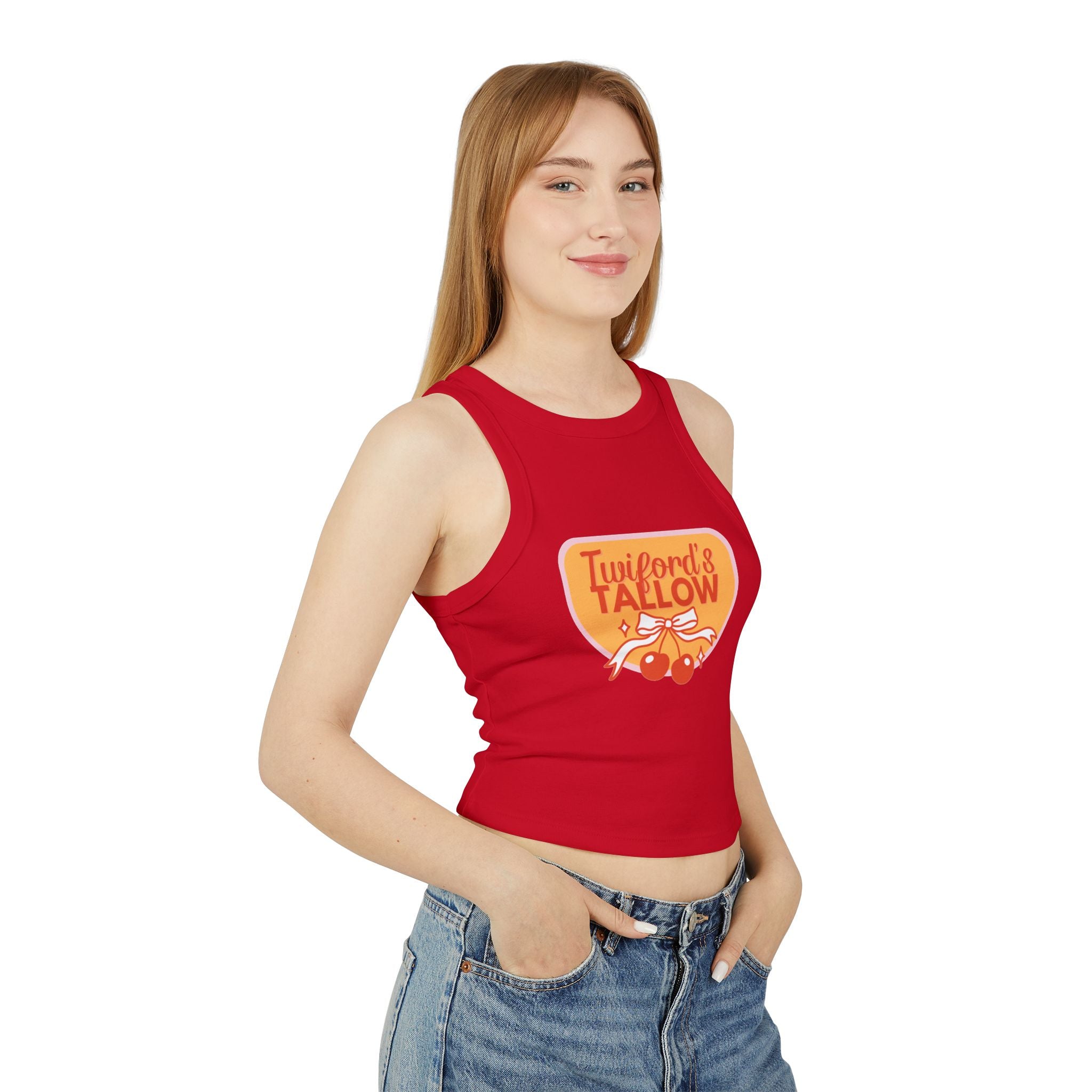 Twiford & Tallow Retro Cherry Patch Racer Tank Top