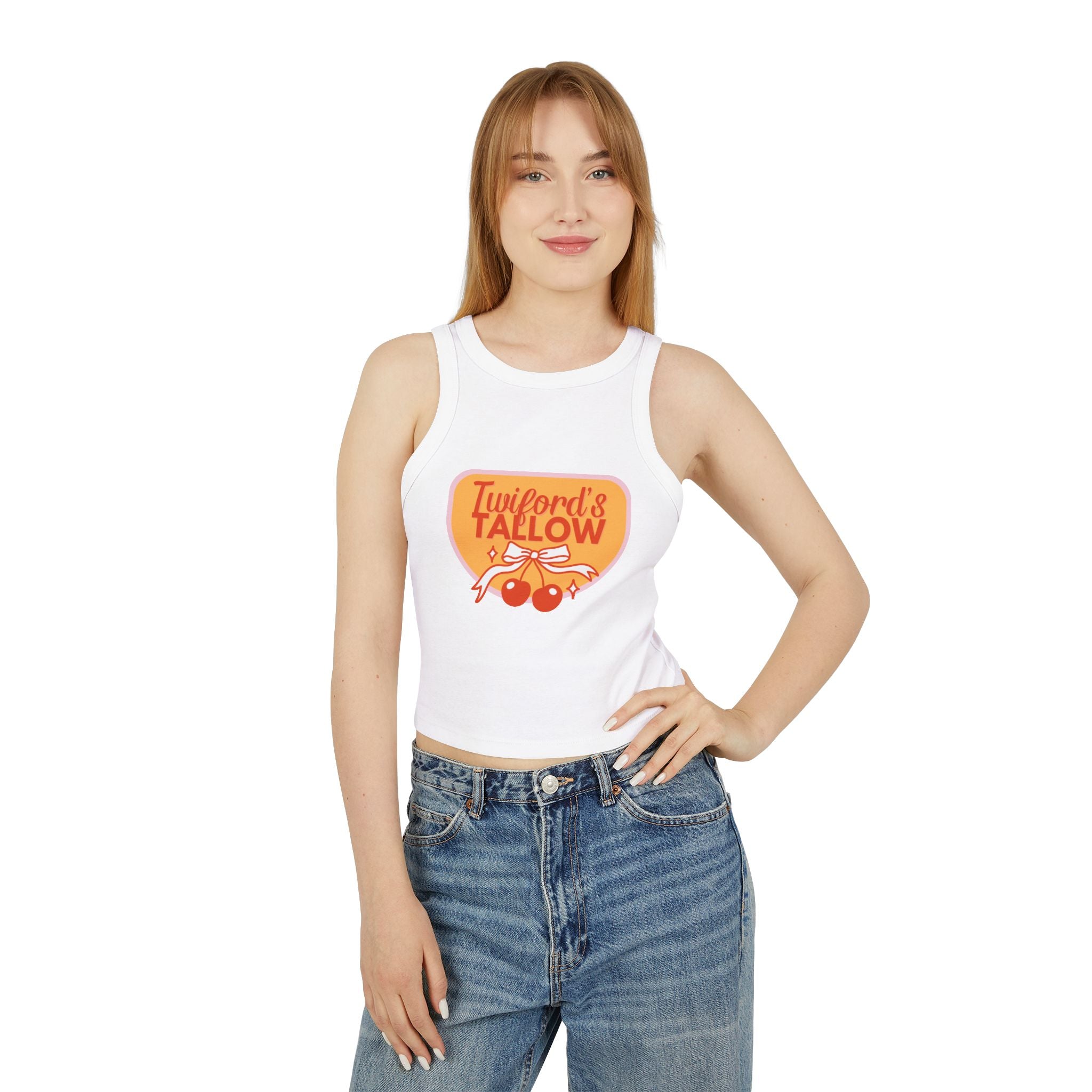 Twiford & Tallow Retro Cherry Patch Racer Tank Top