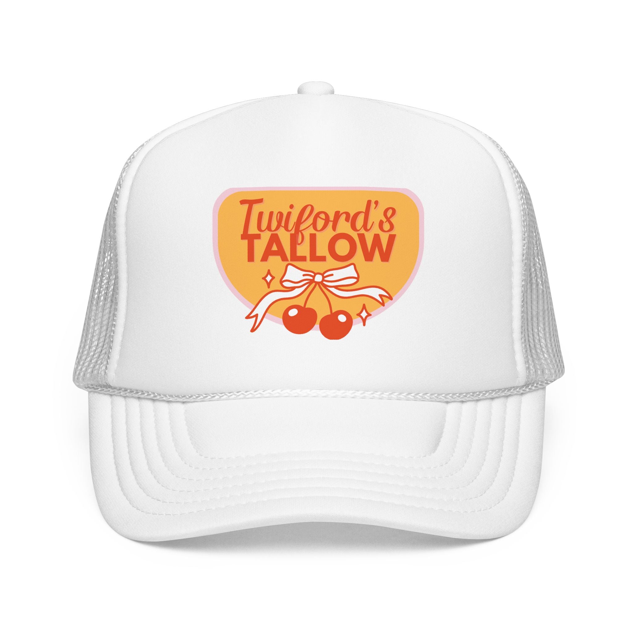 Vintage Cherry Trucker Hat — "Twilford's Tallow" Foam Front Cap