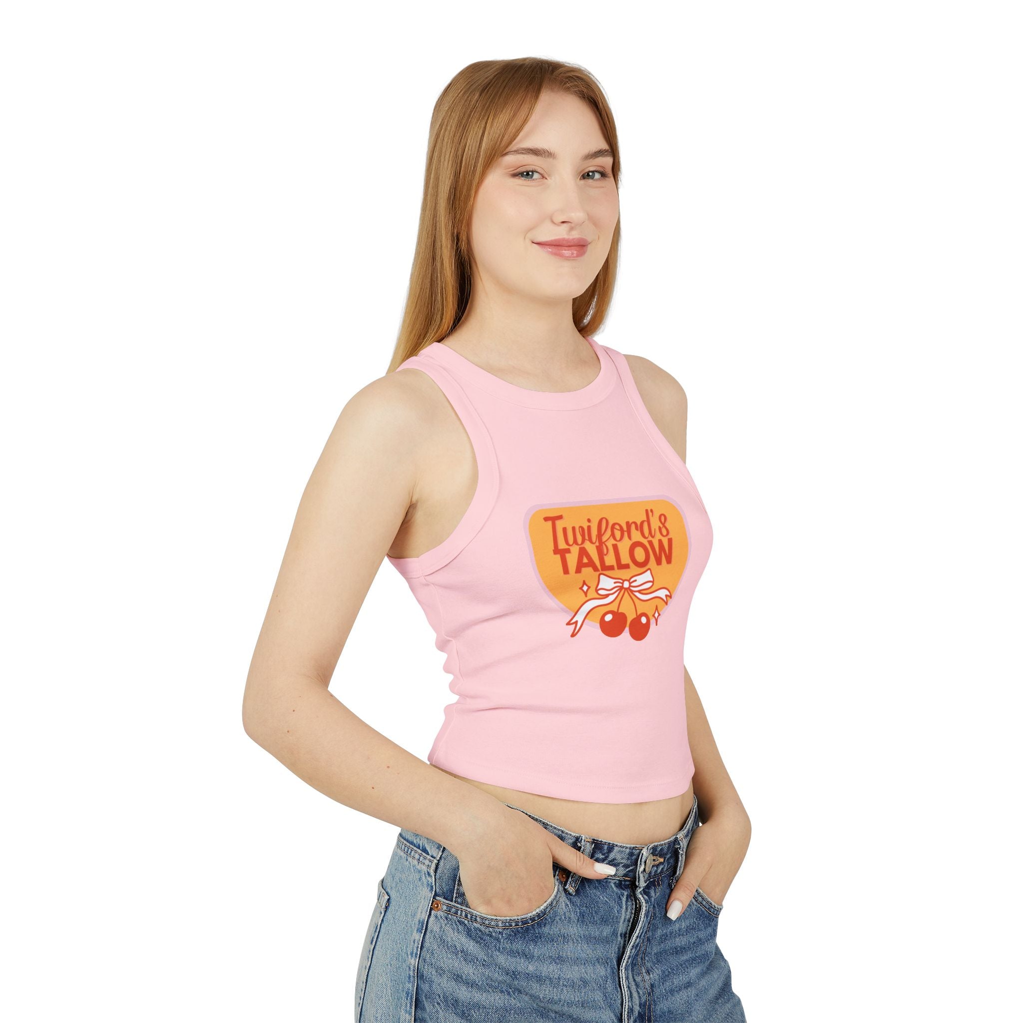Twiford & Tallow Retro Cherry Patch Racer Tank Top