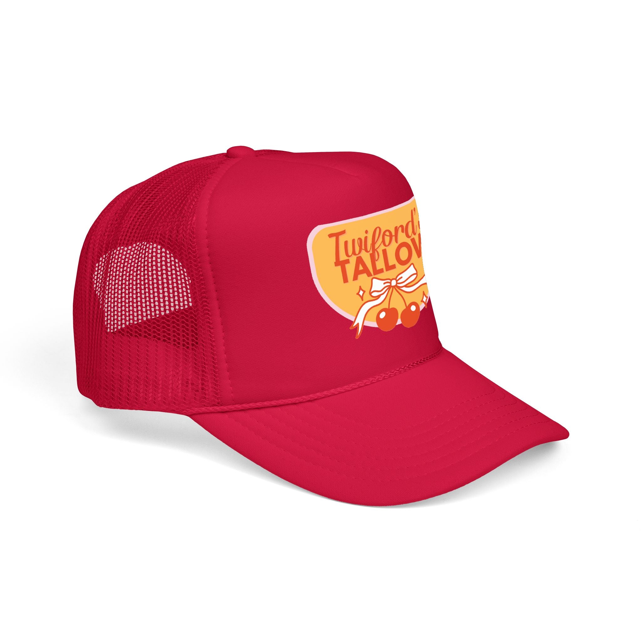 Vintage Cherry Trucker Hat — "Twilford's Tallow" Foam Front Cap