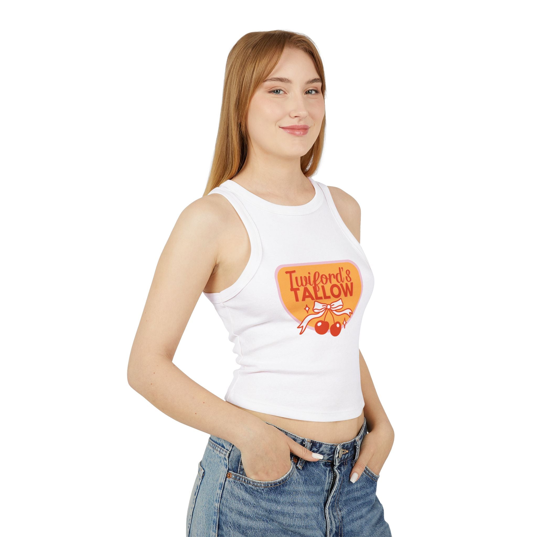 Twiford & Tallow Retro Cherry Patch Racer Tank Top