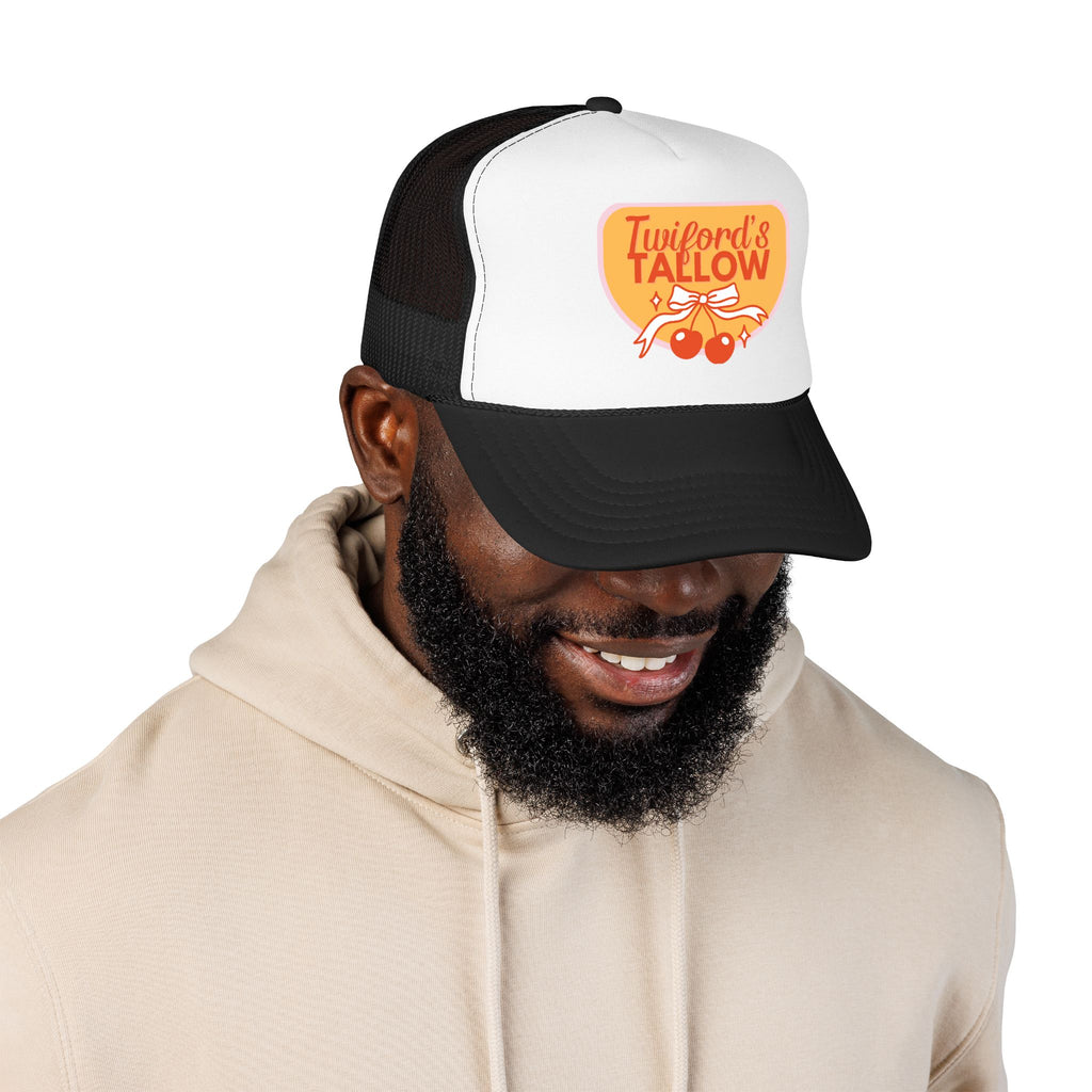 Vintage Cherry Trucker Hat — "Twilford's Tallow" Foam Front Cap