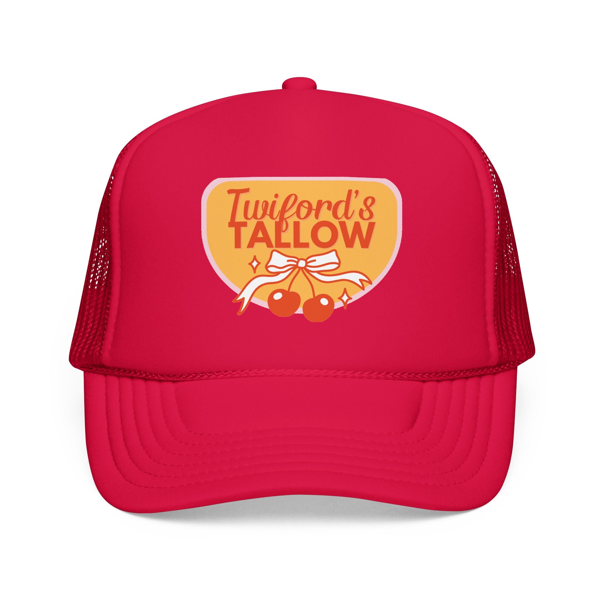 Vintage Cherry Trucker Hat — "Twilford's Tallow" Foam Front Cap