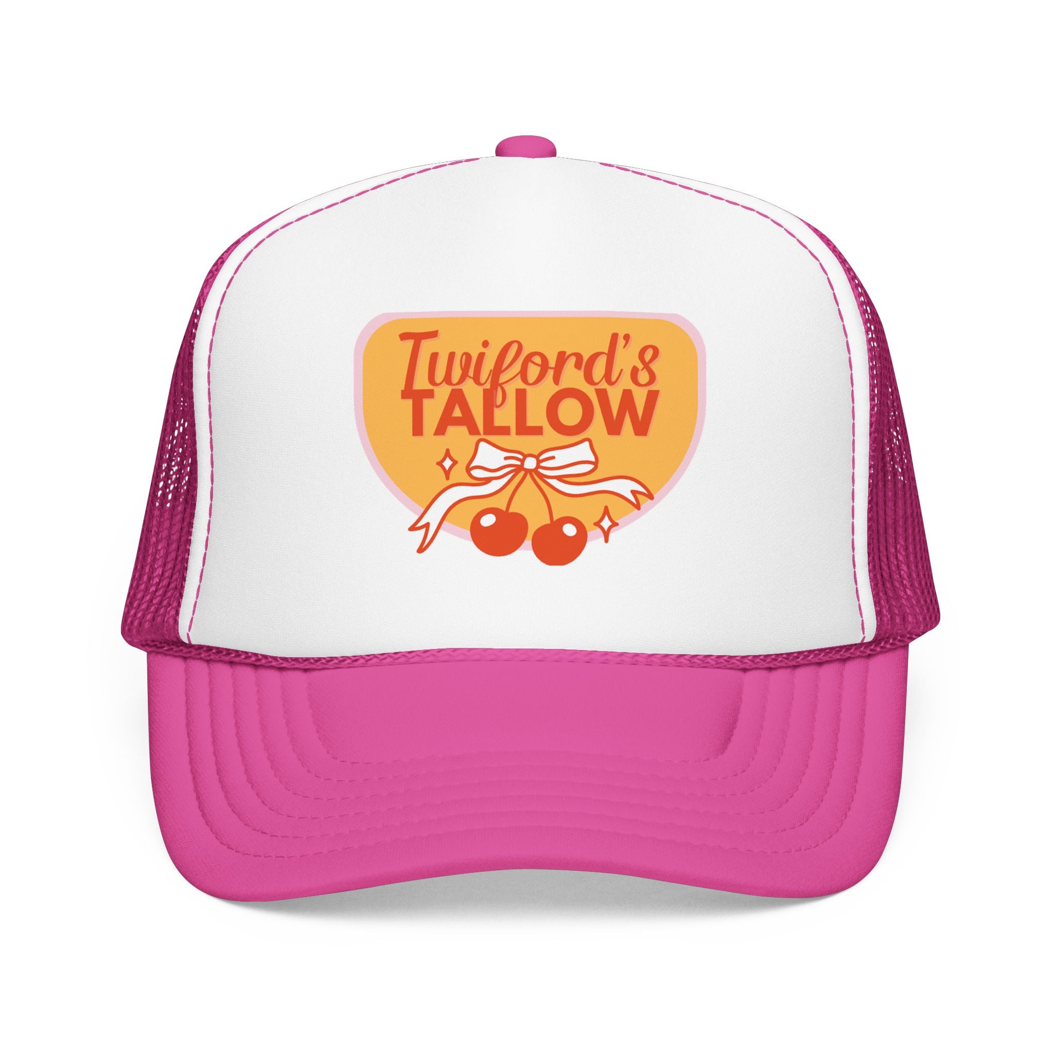 Vintage Cherry Trucker Hat — "Twilford's Tallow" Foam Front Cap