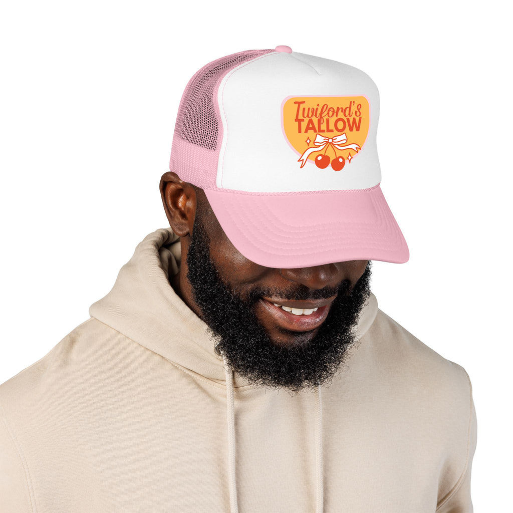 Vintage Cherry Trucker Hat — "Twilford's Tallow" Foam Front Cap