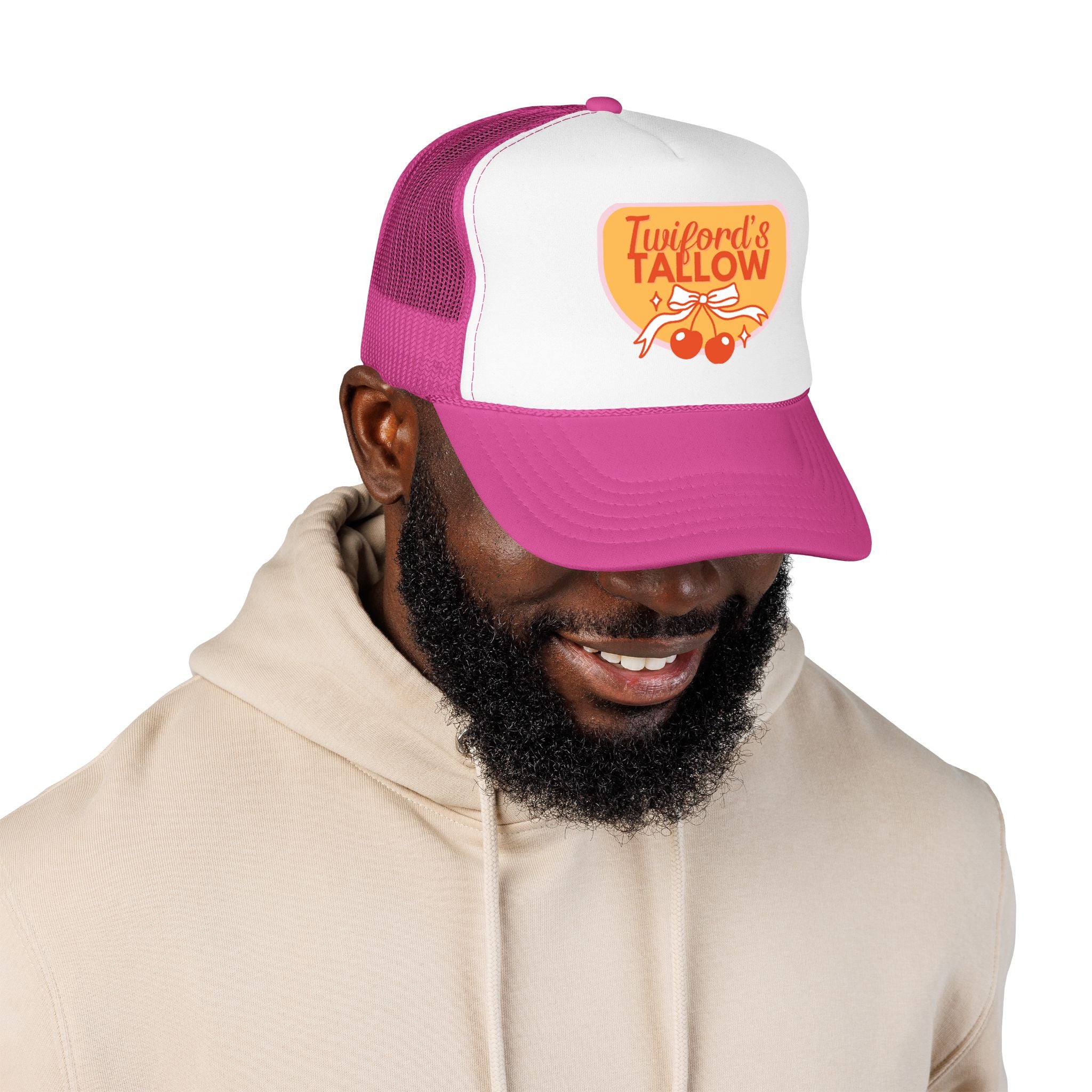 Vintage Cherry Trucker Hat — "Twilford's Tallow" Foam Front Cap