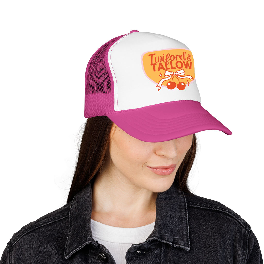 Vintage Cherry Trucker Hat — "Twilford's Tallow" Foam Front Cap