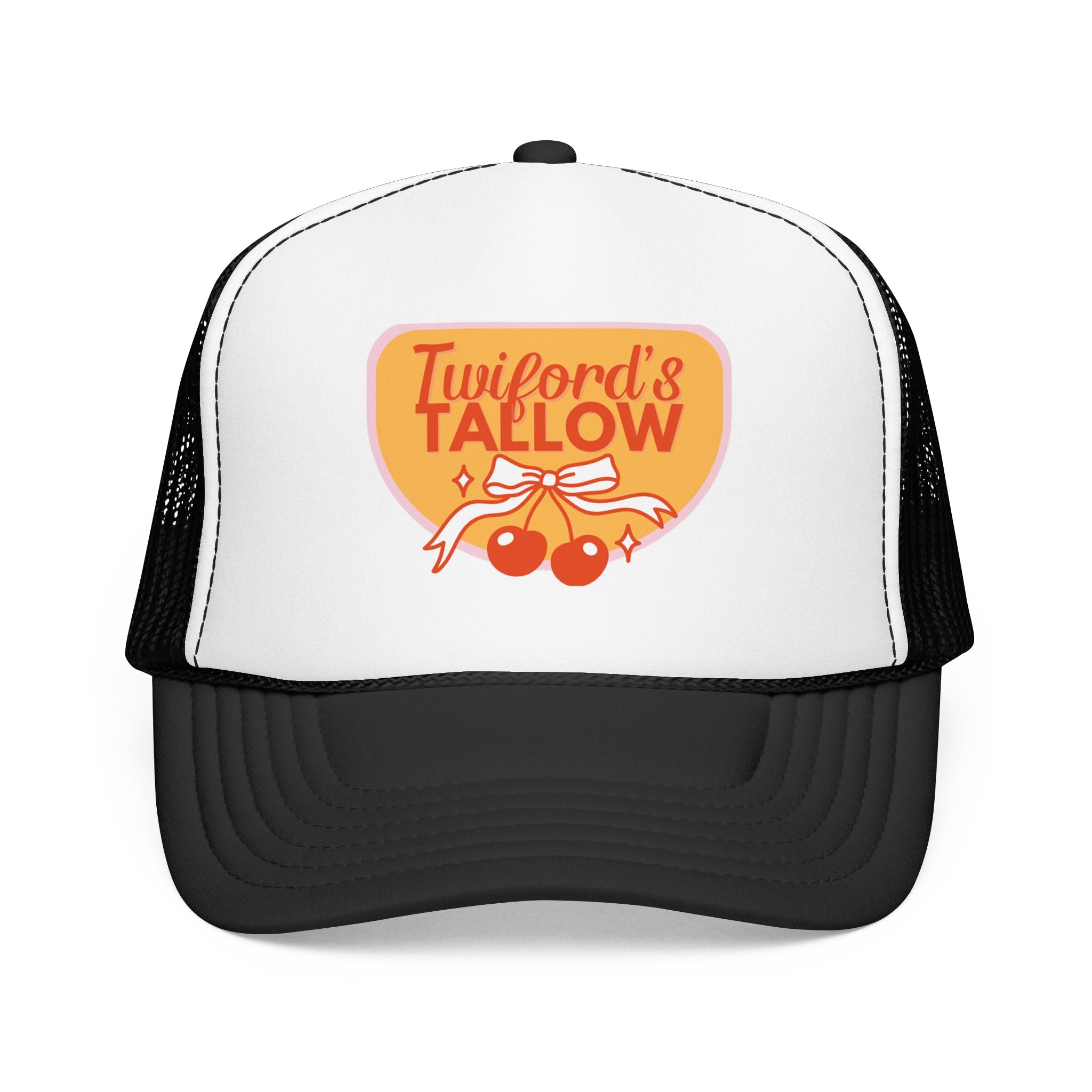 Vintage Cherry Trucker Hat — "Twilford's Tallow" Foam Front Cap