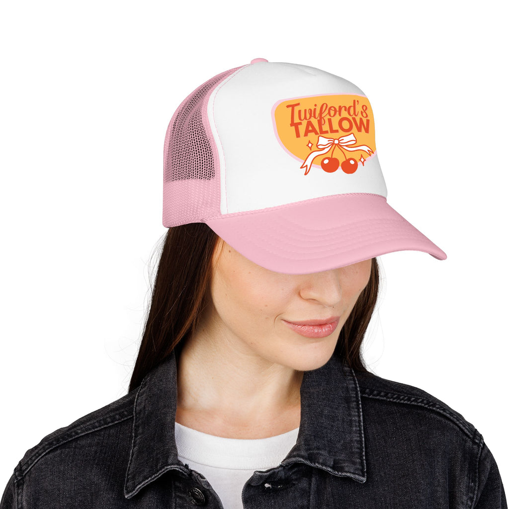 Vintage Cherry Trucker Hat — "Twilford's Tallow" Foam Front Cap